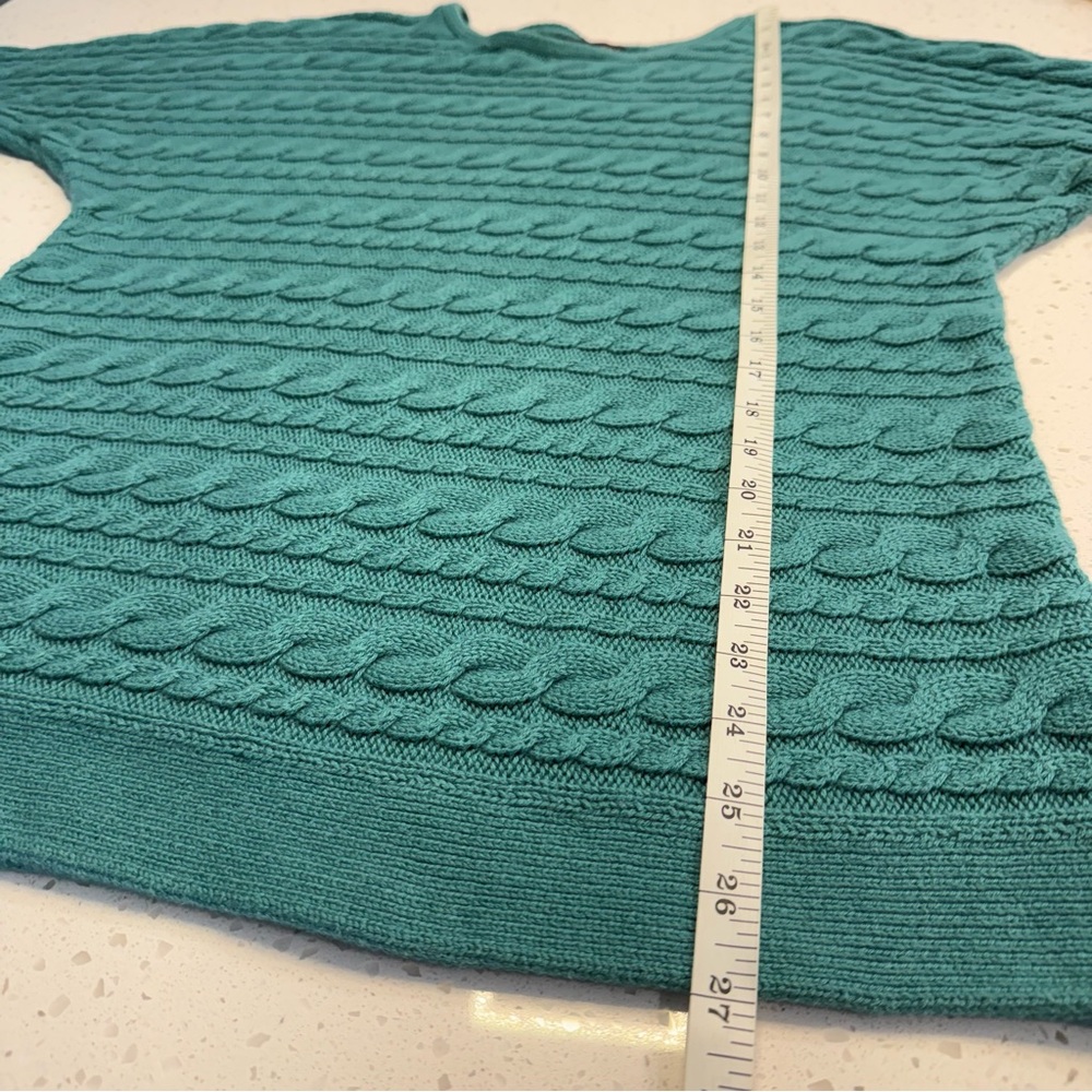Banana Republic Cable Knit Tunic Sweater Green Dolman Sleeve Women’s Large - Picture 8 of 8